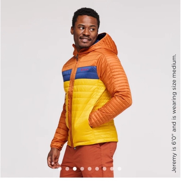 Cotopaxi Men's XL Capa Insulated Hooded Jacket Yellow Orange Mezcal NWT Puff - Picture 9 of 15